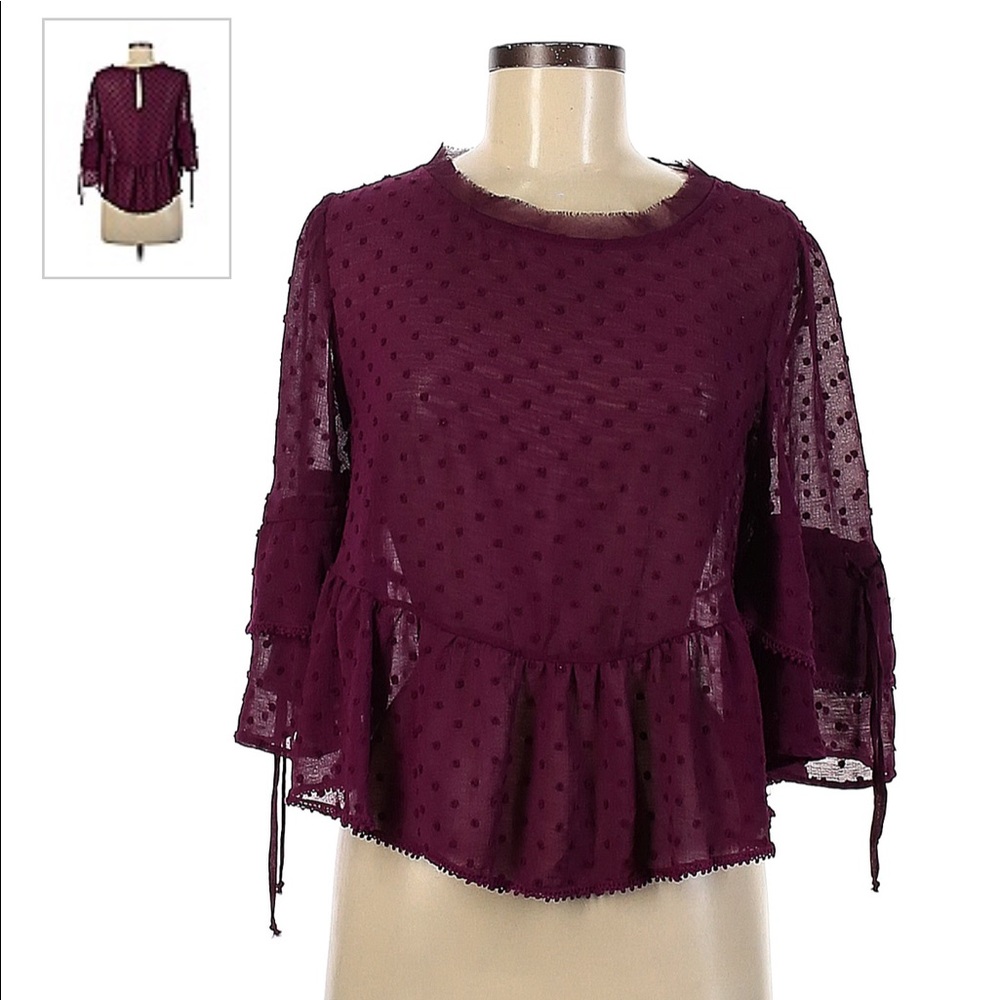 Xhilaration blouse with bell sleeves flounce hem